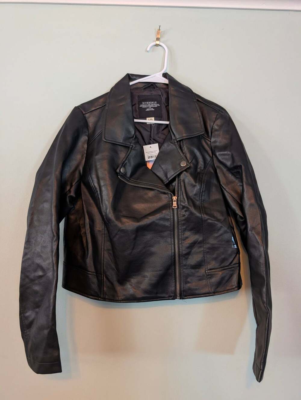 Grunge Rockerchic Riverdale South Side Serpents Faux Leather Moto Jacket